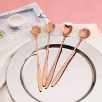 8 pcs cherry blossoms stainless steel coffee spoon teaspoons ice cream sugar for tableware kitchen cafe or bar