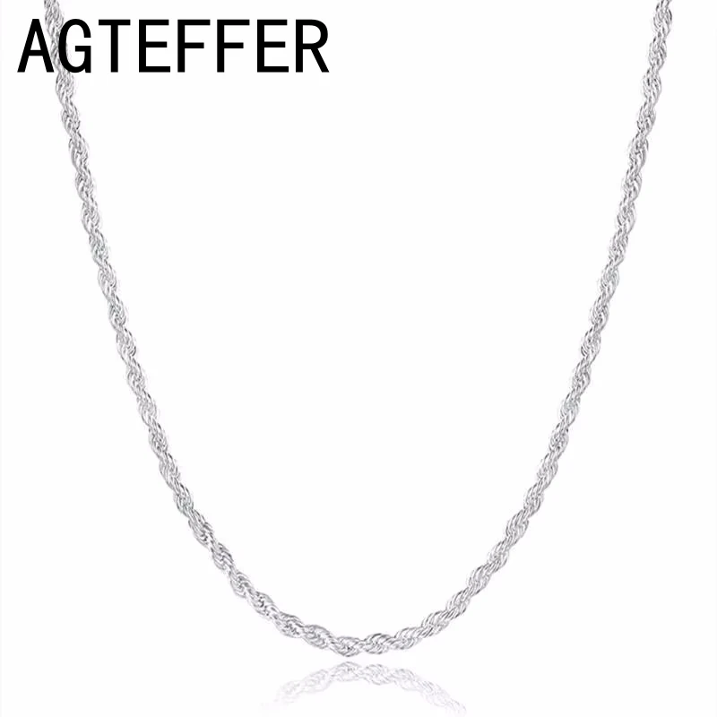 Новый 16/18/20/22/24 дюймов стерлингового серебра 925 пробы 2 мм витая веревка-цепочка