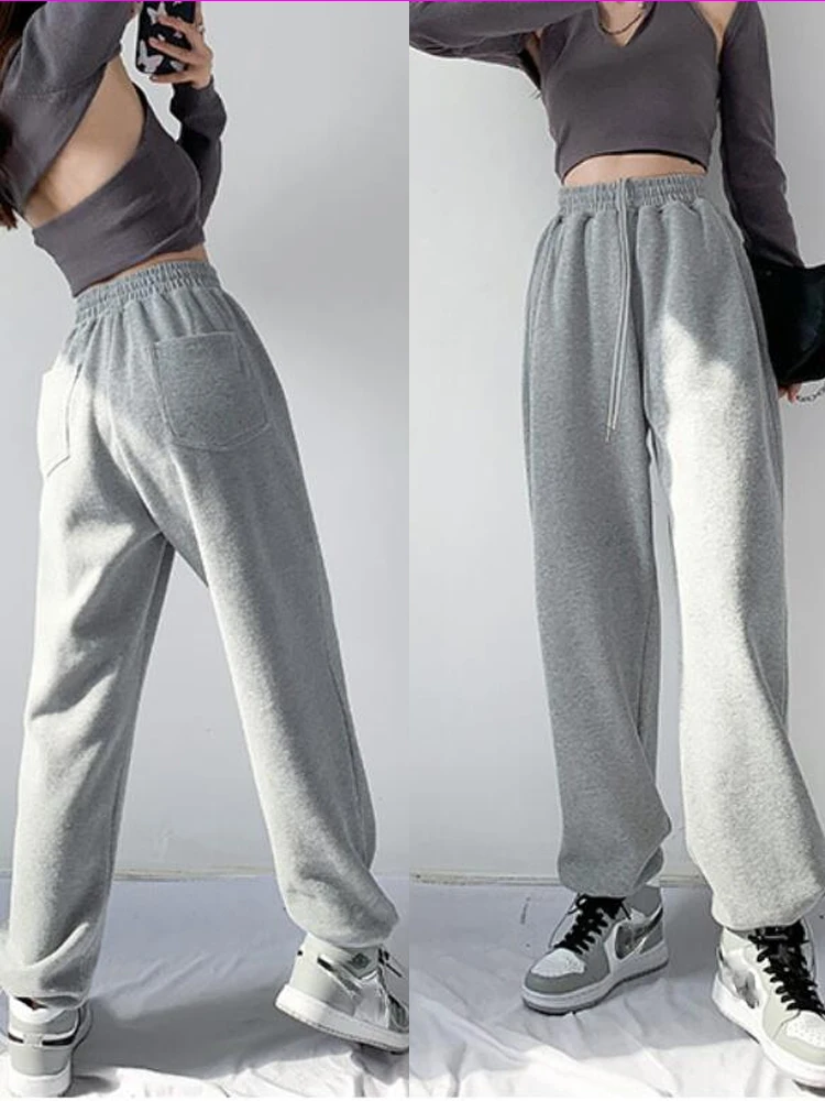 2023 большие серые бархатные мешковатые спортивные штаны женские осенние
