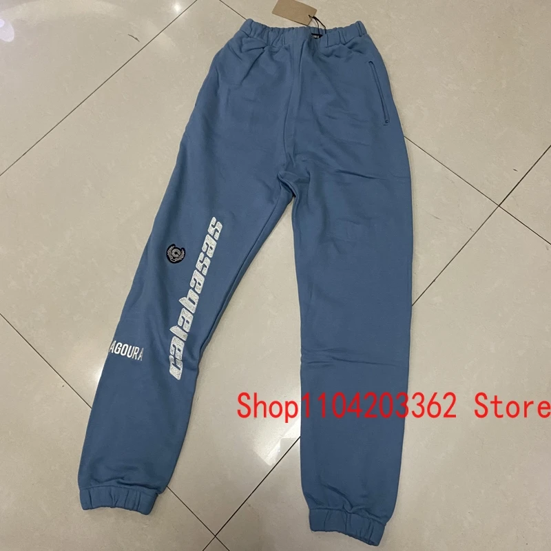 Настоящее фото KANYE WEST Спортивные штаны с вышивкой и буквенным узором Брюки Calabasas