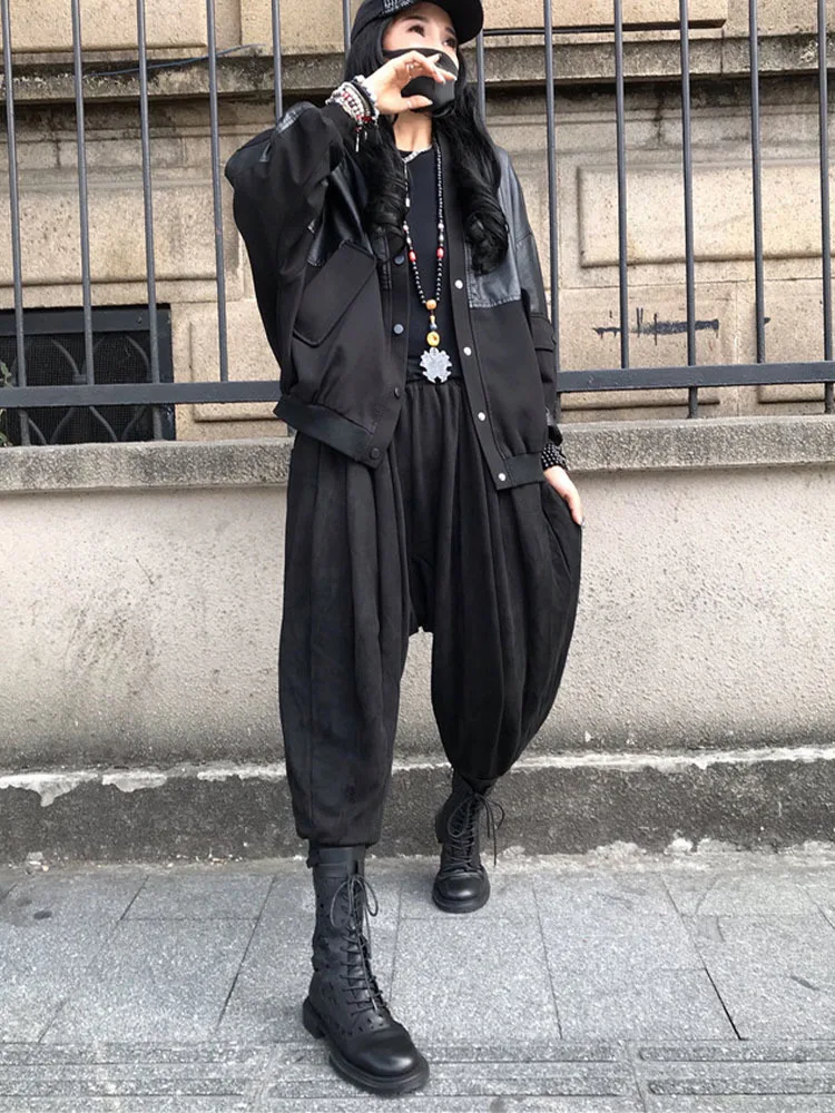 Женская винтажная Куртка Max LuLu черная свободная Байкерская верхняя одежда из