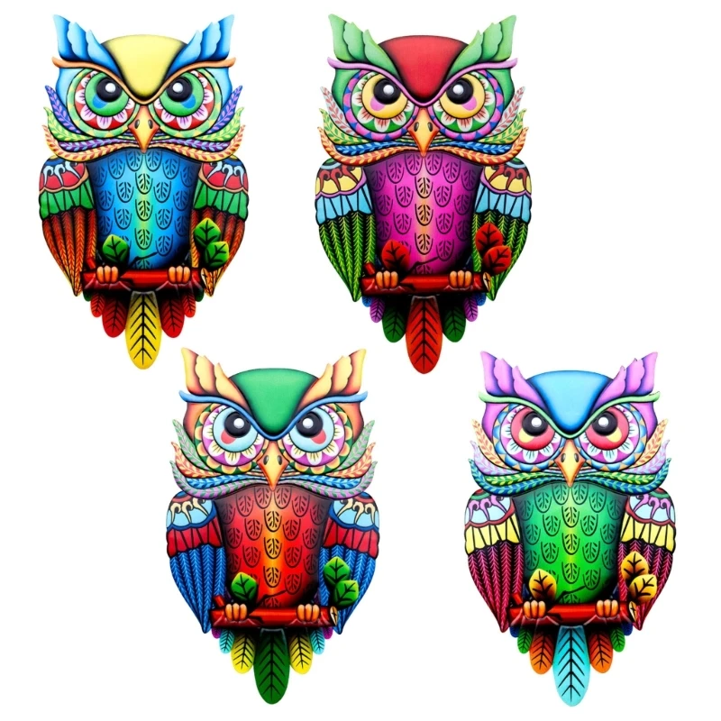 

Y9RE Colorful Owl Shaped Iron Wall Decoration Wall Statues Wall Figurines Iron Material Wall Stickers Lawn Ornaments for Yard