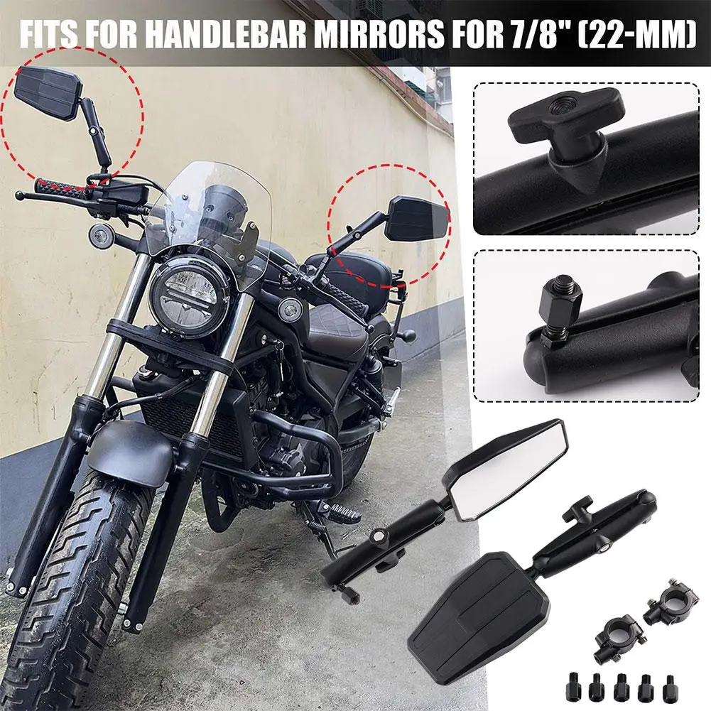 

1pair Motorcycle Mirrors 360 Degree Rotating Foldable Rear View Side Mirrors For Handlebar Mount ATV Accessories M9B6