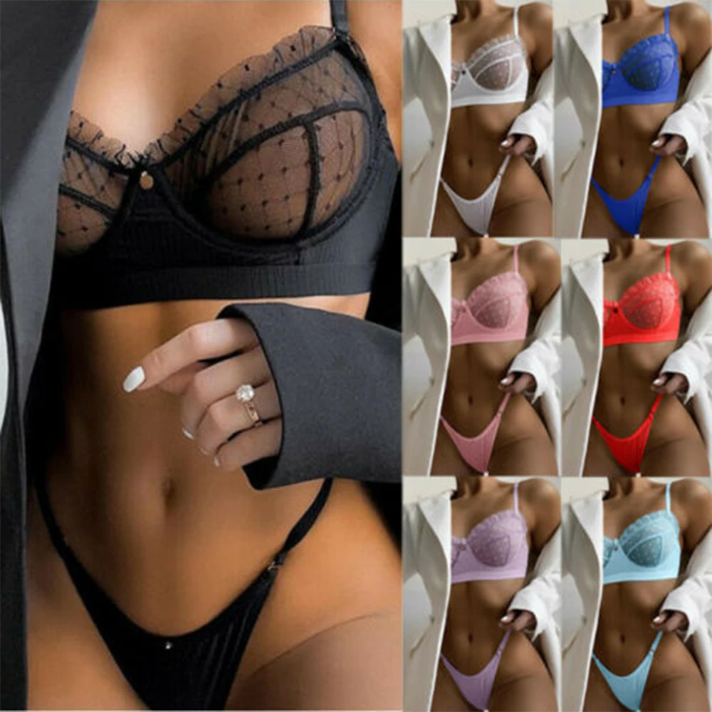 

Women Sexy Lingerie Lace Bra Sets Transparent Underwear Hot Erotic Lingeries Push Up Bra Briefs Nightie Sleepwear