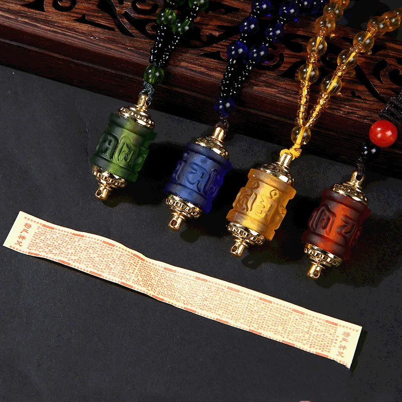 

Ethnic Tibet Prayer Wheel Pendant Necklace,Brass Home Decor,Freely Rotate Smoothly,Delicate Carved Blessing Words