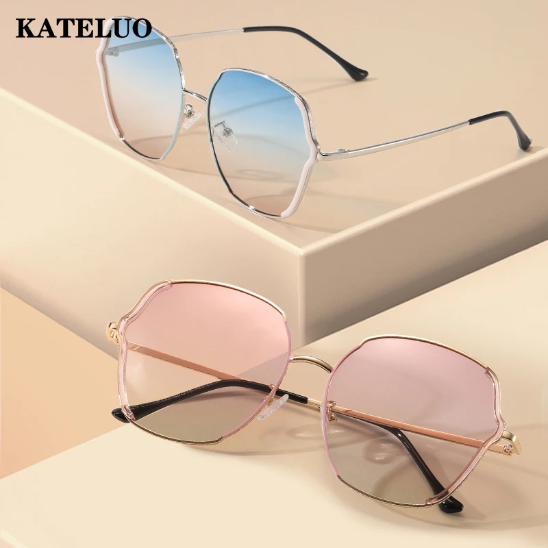

KATELUO Luxury Brand Designer Oversized Sunglsses Shades For Women Cat Eye Polarized Sun Glasses Vintage Fashion Eyeglasses