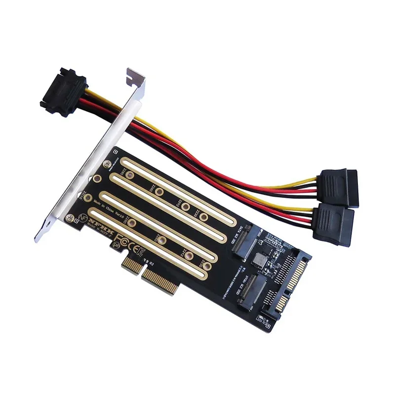 Карта адаптера Dual Bay с интерфейсом питания PCIe 4 0 к NVMe SSD SATA M.2 адаптерной карты