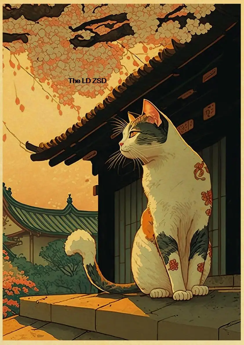 

Постер с котом вишни Lanxihaibao