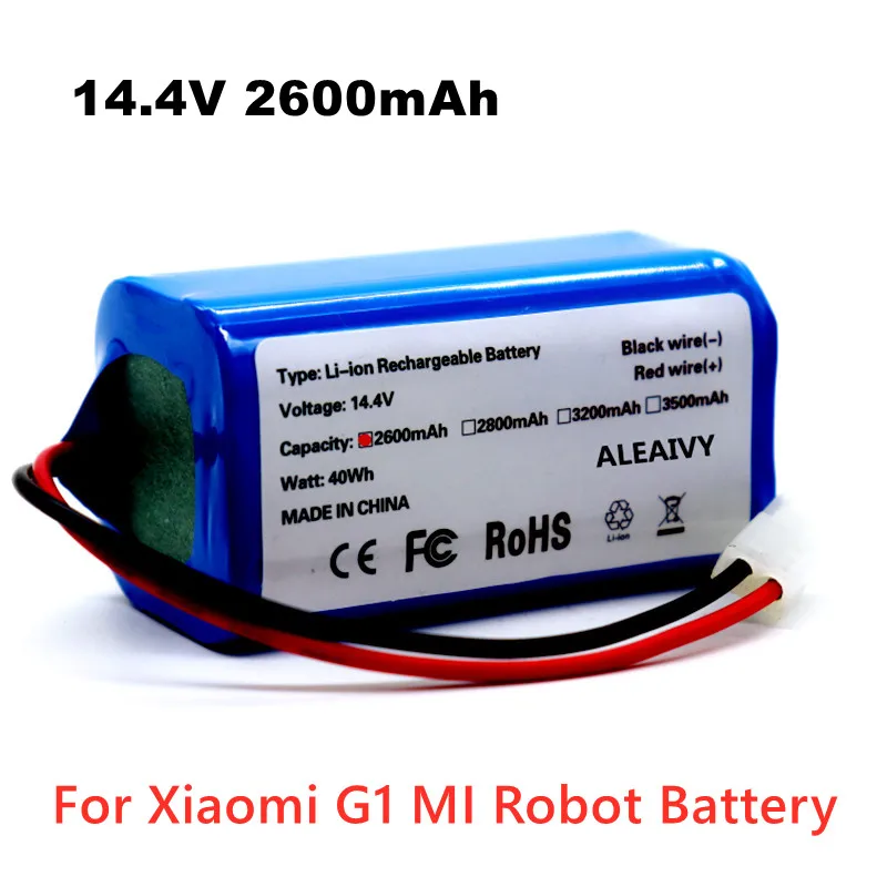 

14.4V 2600mAh Rechargeable Li-Ion Battery for Mijia Mi Robot Vacuum Cleaner Essential G1 Vacuum Cleaner Battery Pack