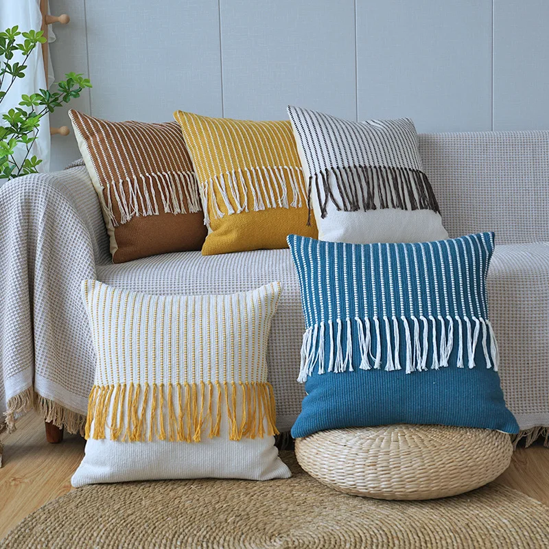 

Bohemian Moroccan Tassel Pillowcase for Sofa Bed Living Room Decoration Cushion Cover Home Decor Lumbar Pillow Cover 45x45/30*50