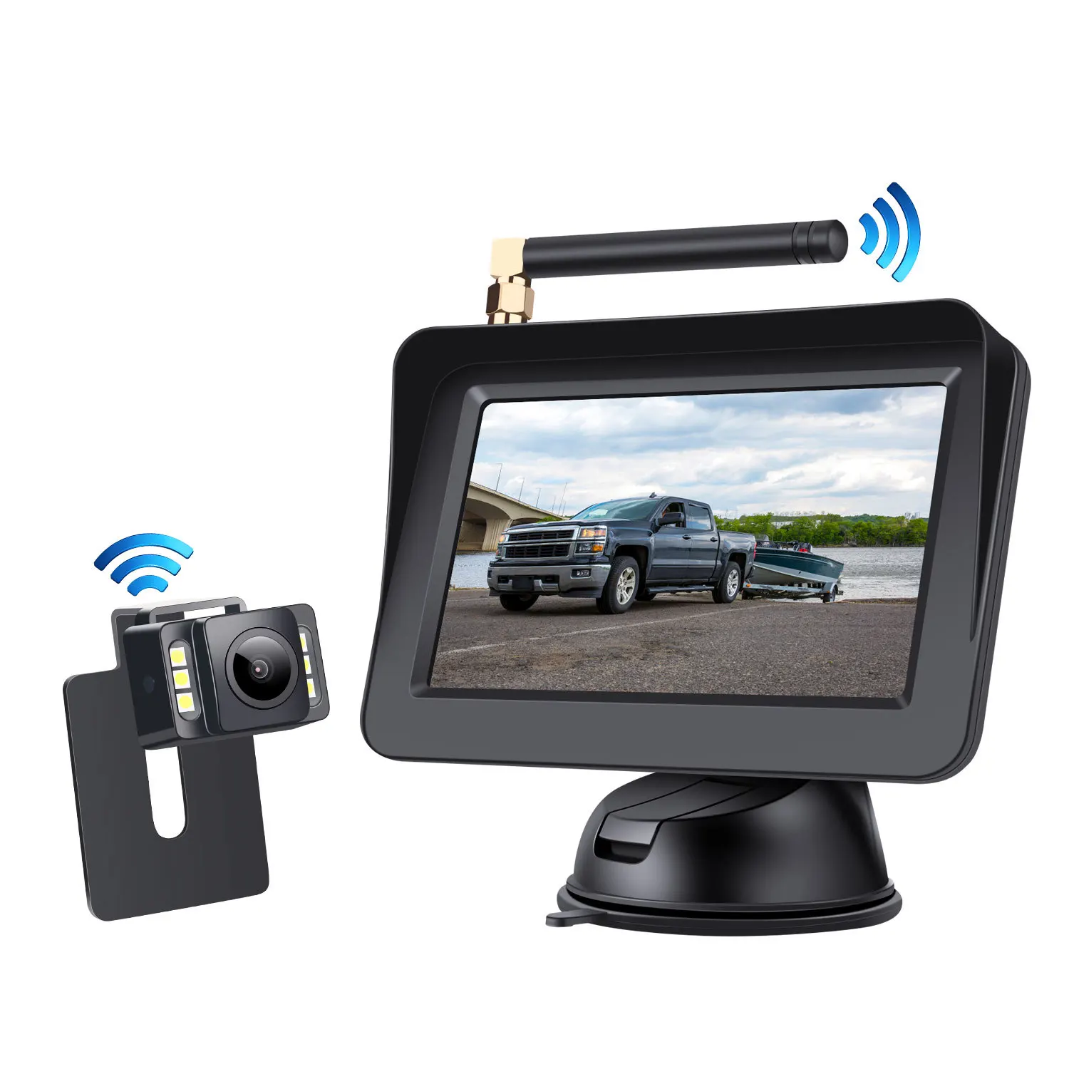 

4.3-Inch Car WiFi HD Rear View Display Car Blind Area Rear License Plate Bracket Camera