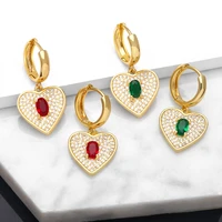 flola romantic love heart dangle earrings for women copper gold hoops cz crystal heart earrings dainty jewelry gifts ersa069