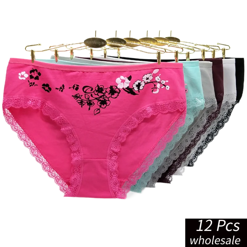 Alyowangyina 12pcs/lot Wholesale Women's Clothing High-Rise Solid Color Women Plus Size 2XL 3XL 4XL Cotton Briefs Panties #89361