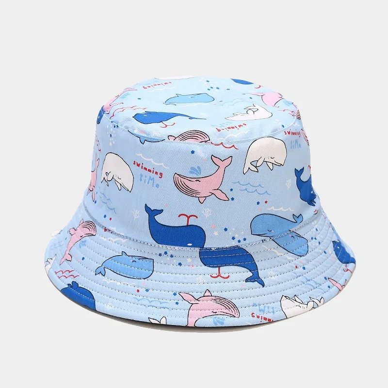 

Summer Baby Hat Cartoon Dinosaur Print Kids Bucket Hat Toddler Windproof Fisherman Hats Boys Girls Panama Sun Caps