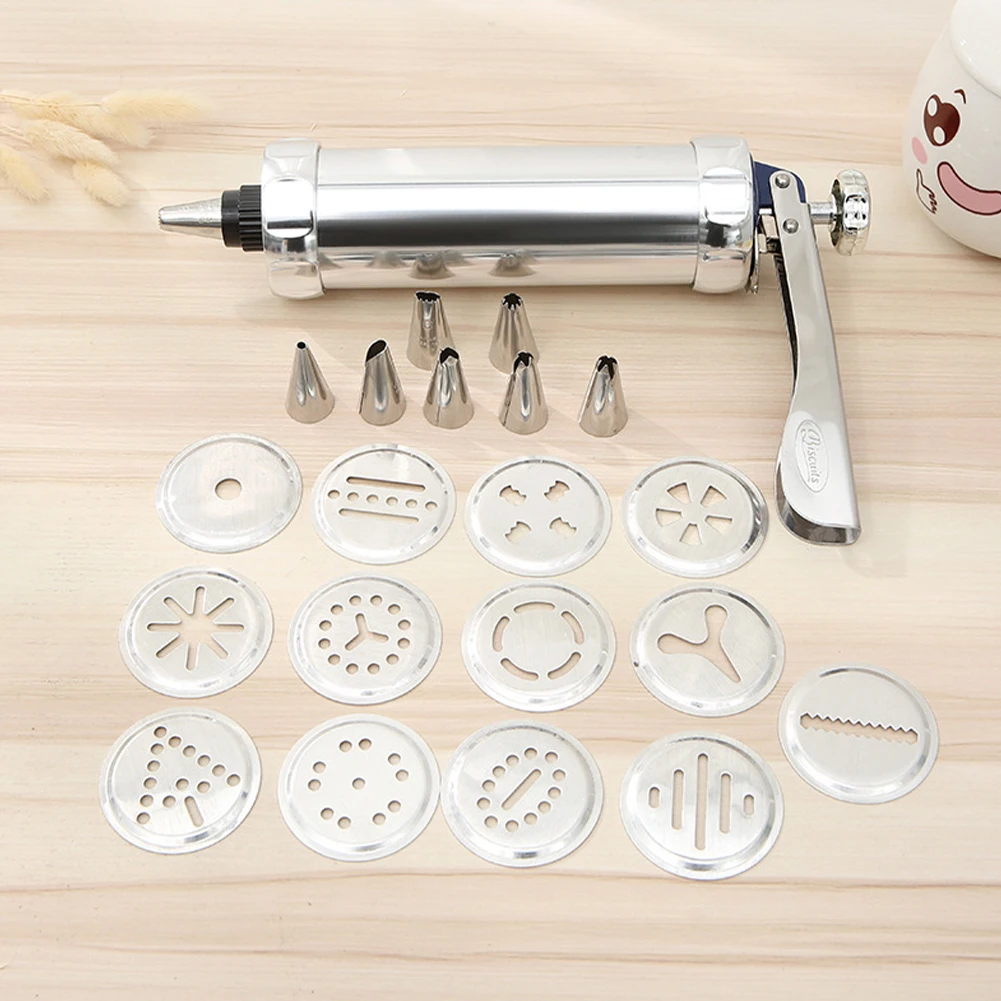 

Cookie Press Maker Kit Cookie Press Making Gun Biscuits Cake Mold With 13 Cookie Discs 8 Pastry Tip Biscuit Decoration Tool NEW