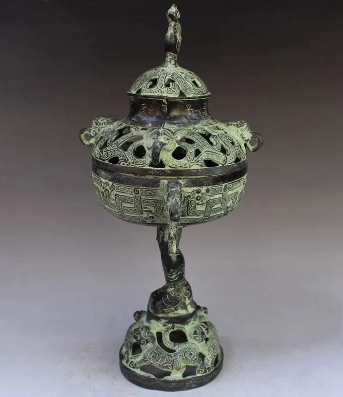 Очень красивая китайская бронзовая курильница ручной работы