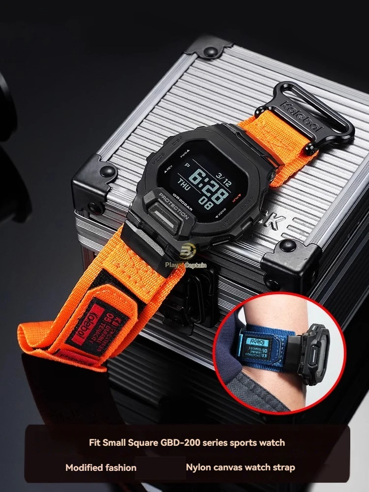 Фото Модифицированный холщовый браслет для Casio GBD-200-1/2/9 GBD-200SM, нейлоновый холщовый ремешок для часов, аксессуары, водонепроницаемый браслет-браслет №1
