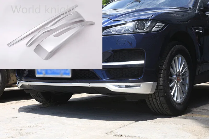 

Для Jaguar F-Pace F Pace Prestige Premium 2016 2017 2018 автомобильный Стайлинг ABS хромированный автомобильный передний бампер накладка набор из 3 шт.