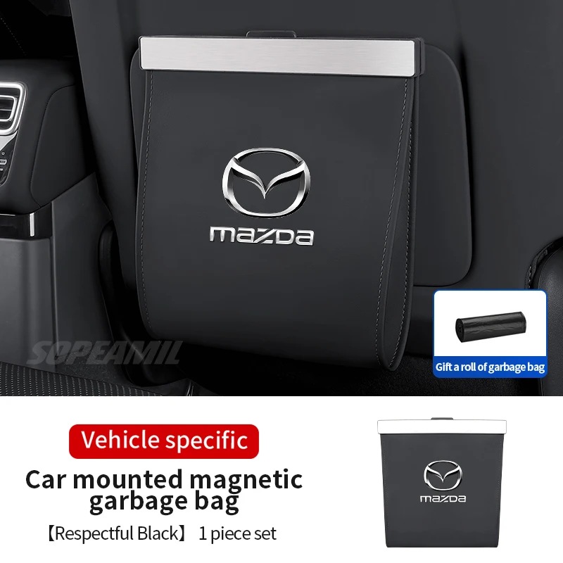 

Автомобильный мешок для мусора со светодиодной магнитной спинкой сиденья, мусорный бак для Mazda 3 5 6 Axela Atenza CX30 CX3 CX5 CX7 CX8 CX9 MX5 RX8 BT50