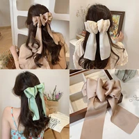 2022 autumn new fashion pure color fabric hairpin for girls ponytail clip temperament retro french bow spring clips headdress