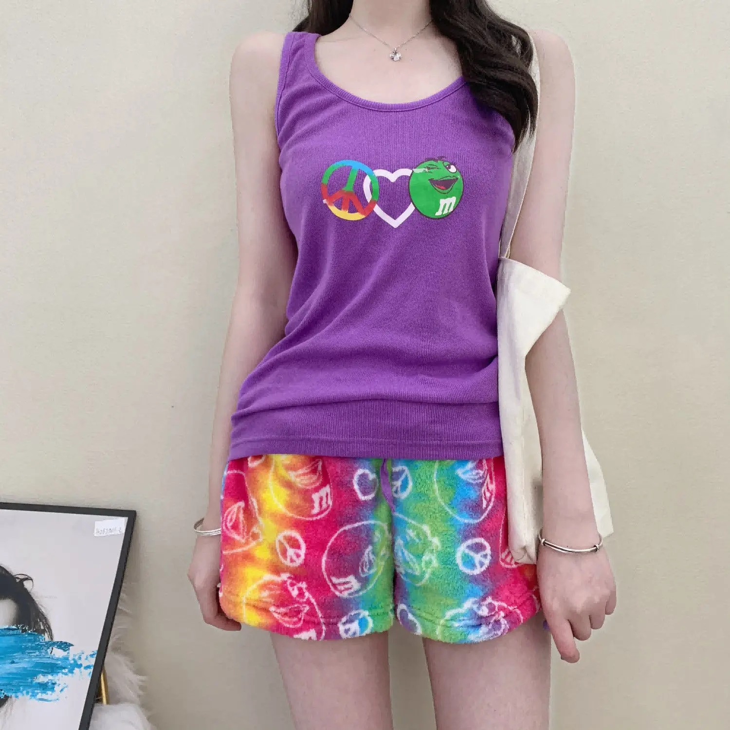 Vest and shorts two-piece fashion fresh women summer self-cultivation and thin Korean version outer wear all-match sling trend