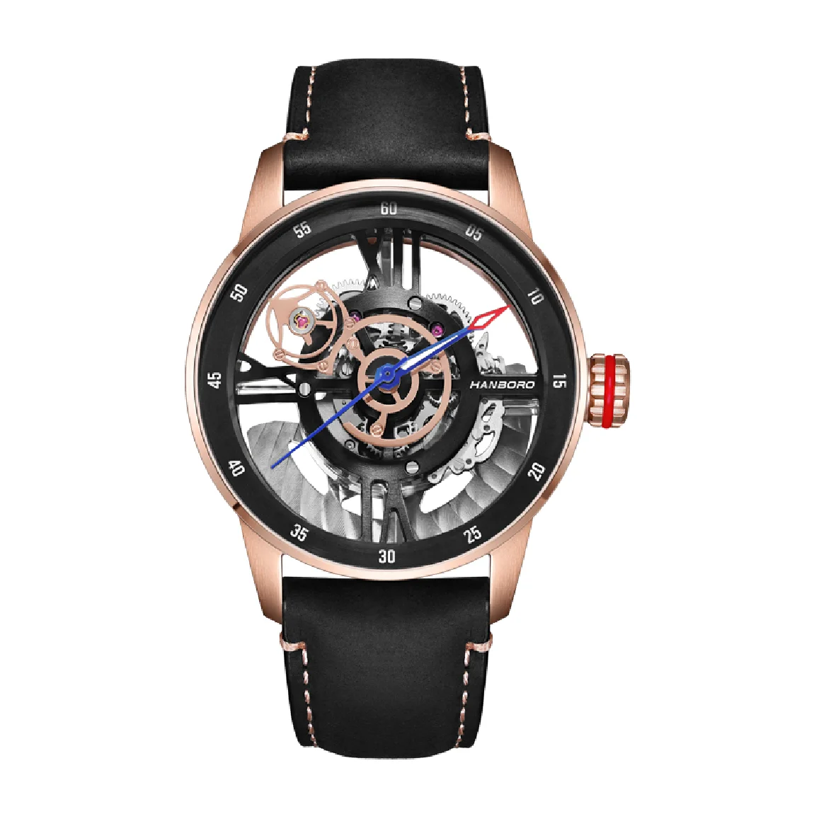 

HANBORO brand luxury mens Automatic watches Mechanical Wristwatch Sapphire Glass Mirror Man Watch Fashion business montre homme
