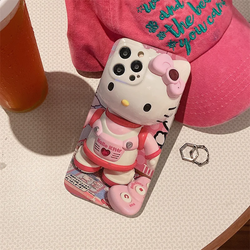 

kawaii Sanrio Pink Hello Kitty Lens All Inclusive Phone Cases For iPhone 14 13 12 11 Pro Max Back Cover Birthday Christmas Gift