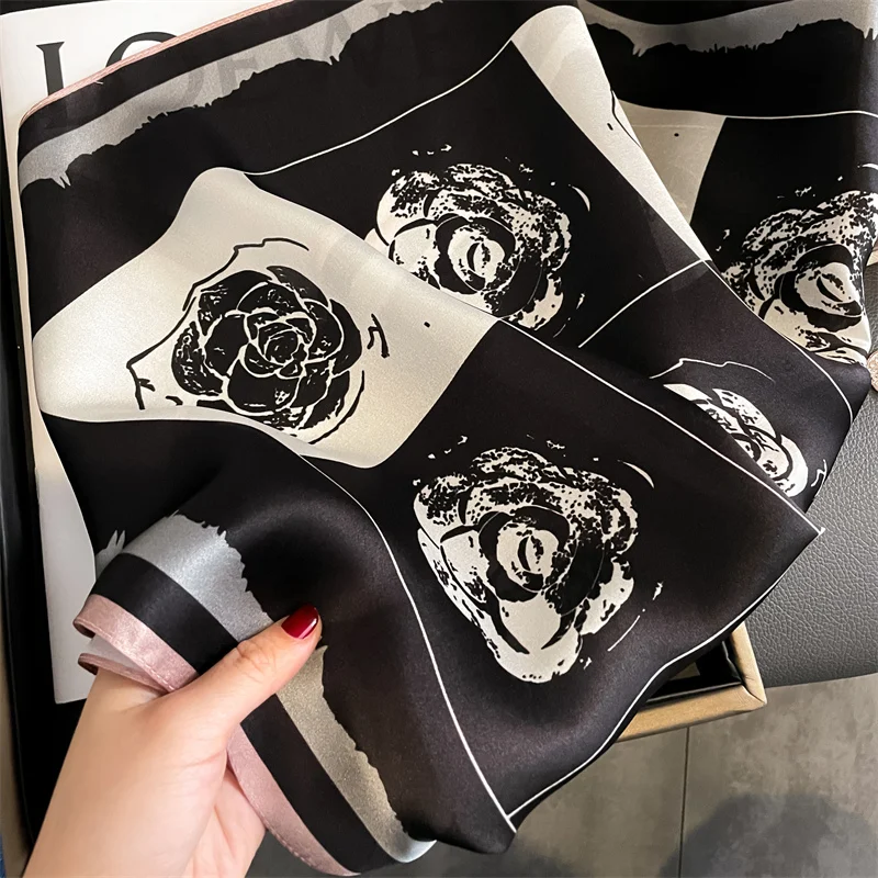 Брендовые шарфы с цветочным принтом 100% саржевый шелковый шарф женские шали