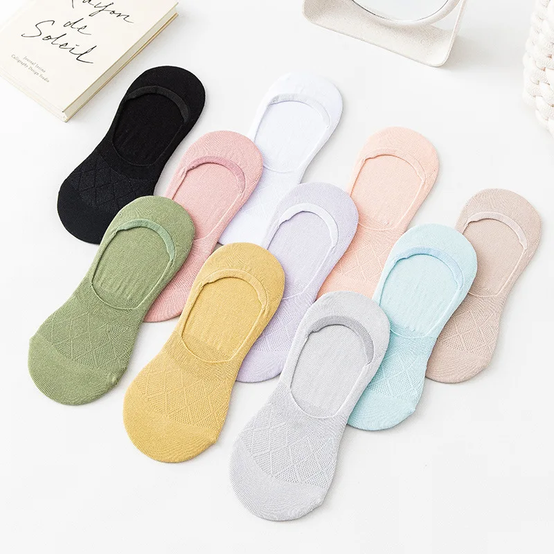 

Socks Women Solid Woman Sock Soft Ladies Spring Summer Classic Lady Invisible Non-slip Sox Japanese Thin Girl Calcetines Hombre