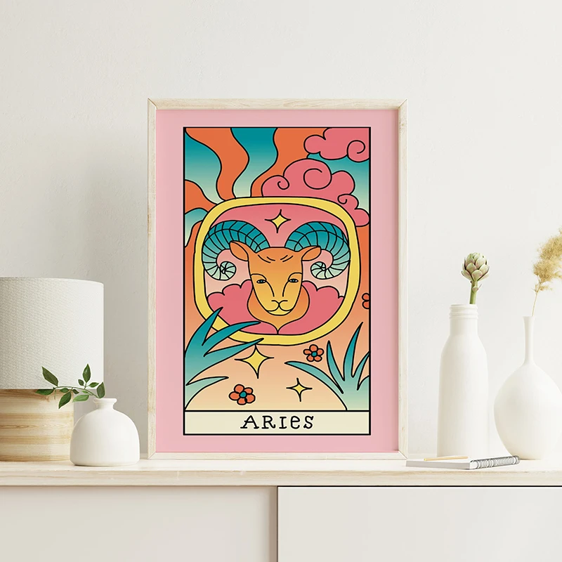 Абстрактные знаки зодиака печать на холсте без рамы акварельная живопись