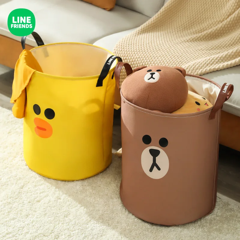 

Kawaii Line Friends Storage Basket Brown Sally Household Dirty Clothes Cartoon Folding Oxford Cloth Laundry Basket Home Decor
