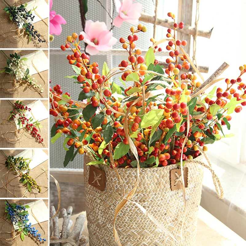 

Artificial Flower Bunch Concise Bridal Wedding Party Bouquet Table Decoration Artificial Berry Tree Branch Christmas Decor