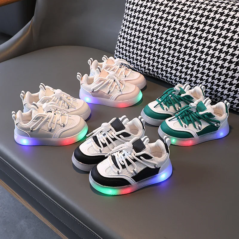 Cool Sports Children Casual Shoes LED Lighted New Kids Sneakers Tennis Classic Four Seasons Girl Boys Shoes Toddlers