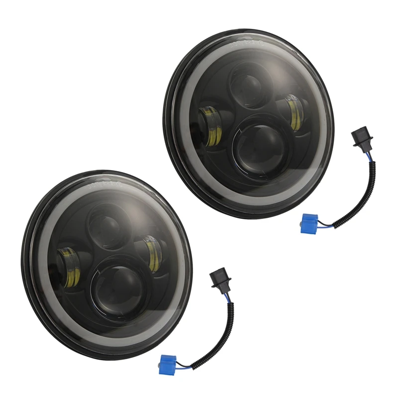 

2X 7 Inch 140W Round LED Headlight High Low Beam With Halo Ring Angel Eyes For Jeep Wrangler Jk Tj Lj Cj Car Accessories