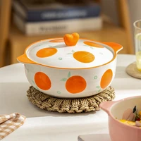 1 21 5l ceramic instant noodle bowl with lid kitchen soup cereal bowl heat resistant underglaze oven baking bowls soup bowl