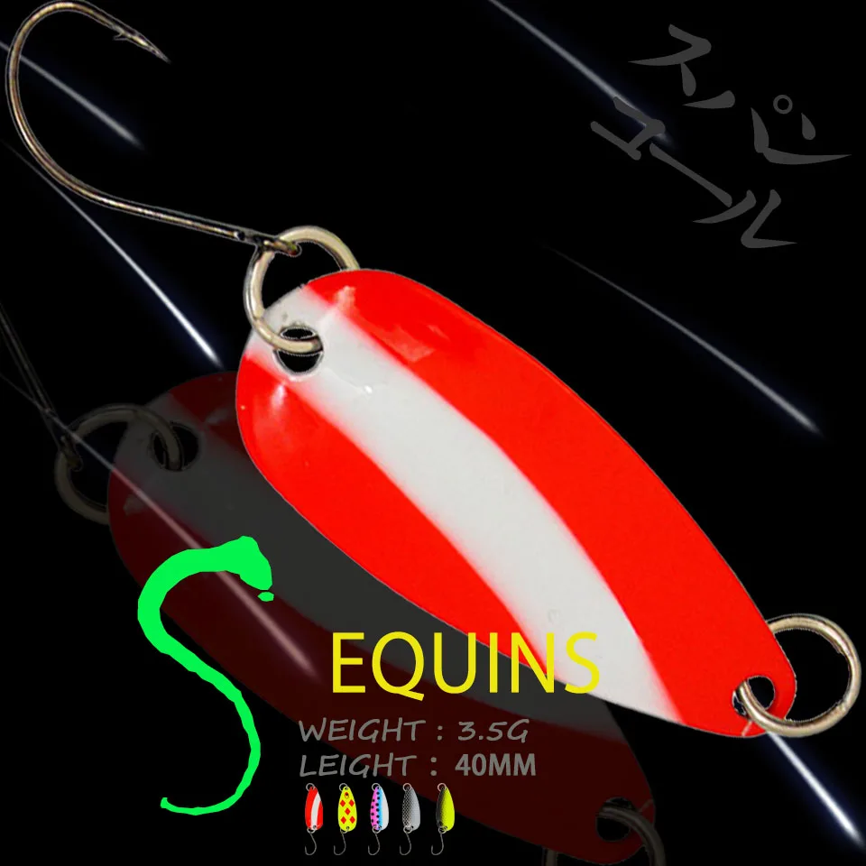 

WALK FISH 5PCS/Lot Sequins Bait 3.5g/40mm Spoon Fishing Lure Artificial Single Hook Metal Spoon Hard Swimbait For Bass Trout