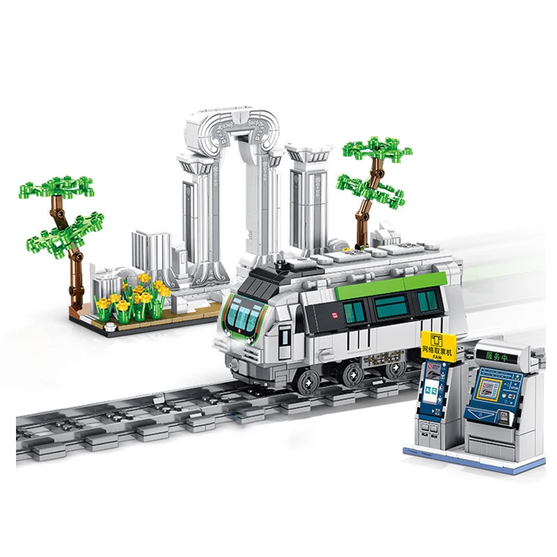 

City Street View Building Blocks Train Model Figures Bricks Toys For Childrenn Gifts