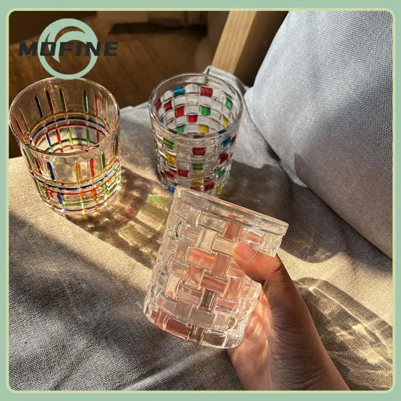 

Contrast Color Wine Glass Handmade Painted Milk Beer Juice Tea Cup Creative High Quality Whiskey Glass Household Accessories