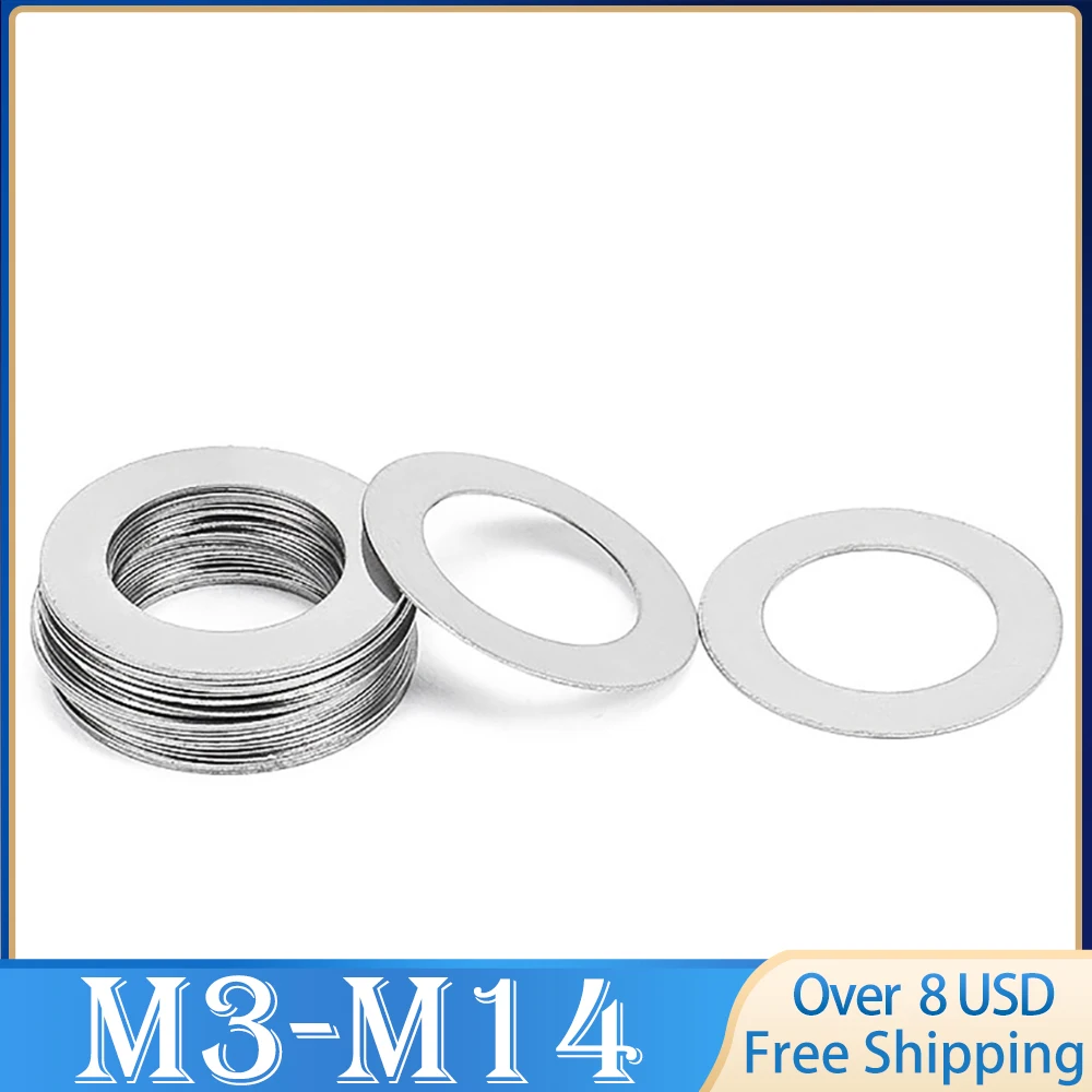 

20pcs M3 M4 M5 M6 M8 M10 M12 M13 M14 304 Stainless Steel Super Ultra Thin Flat Washer Ultrathin Shim Plain Gasket 0.1/0.2/0.3mm