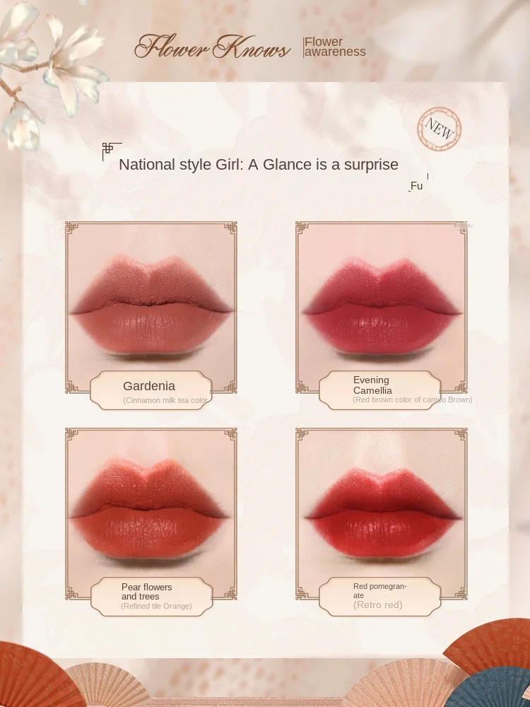 Губная помада YY Flower God из бархата матовая красная белая гладкая для молока чая