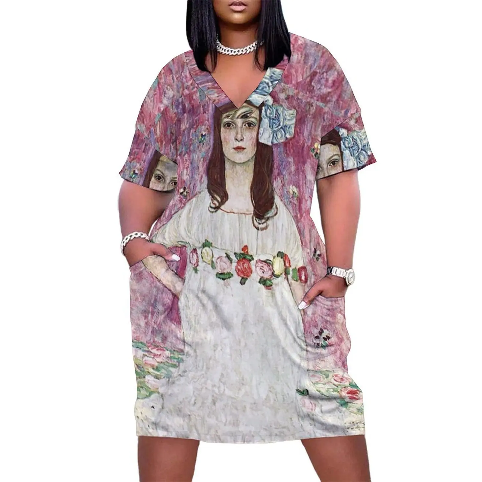 HD Mada Primavesi или Girl In White Густава Климта 1912 г. свободное платье с карманами женская