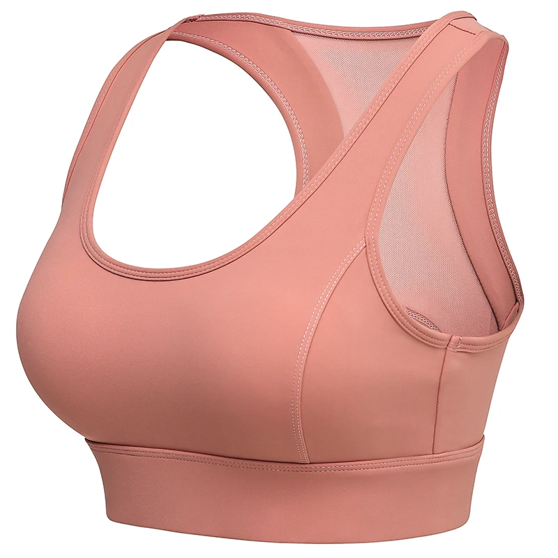 

Sport Fitness Bra Woman Wirefree Adjustable Buckle Mesh Splice Breathable Nylon Gym Yoga Running Underwear Sports Bra