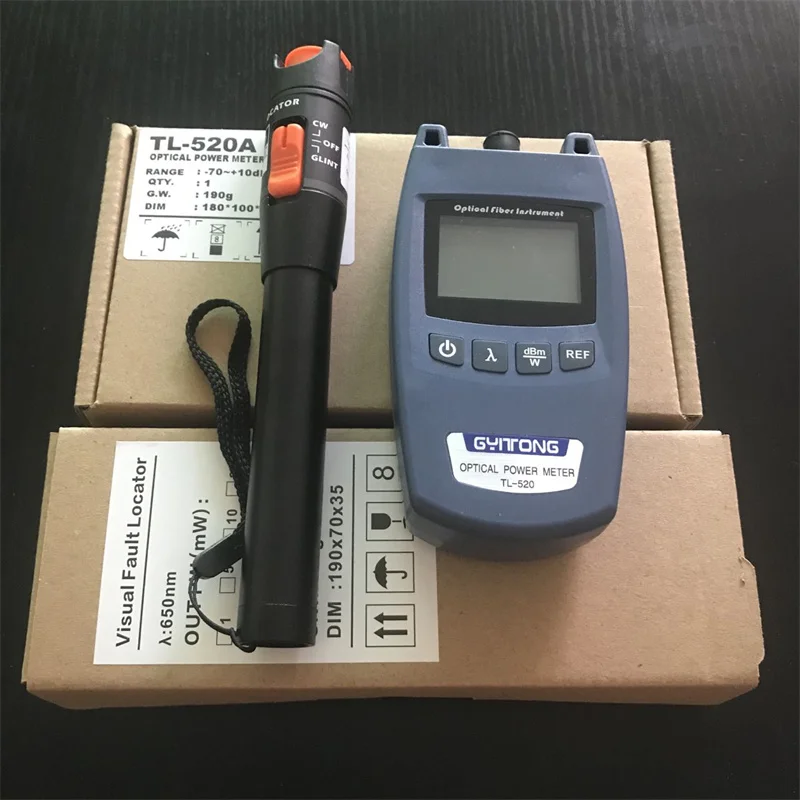 Full Set Mini TL-520 Optical Power Meter With VFL 10mW 10km Visual Fault Locator TL520A Fiber Tester 2 in 1 Group