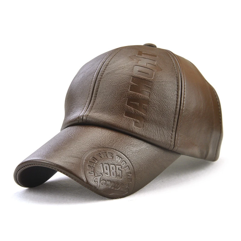 

2X JAMONT Outdoor Winter Cap PU Leather Baseball Cap Men Snapback Hat Casquette Gorras Para Hombre Mens Peaked Coffee