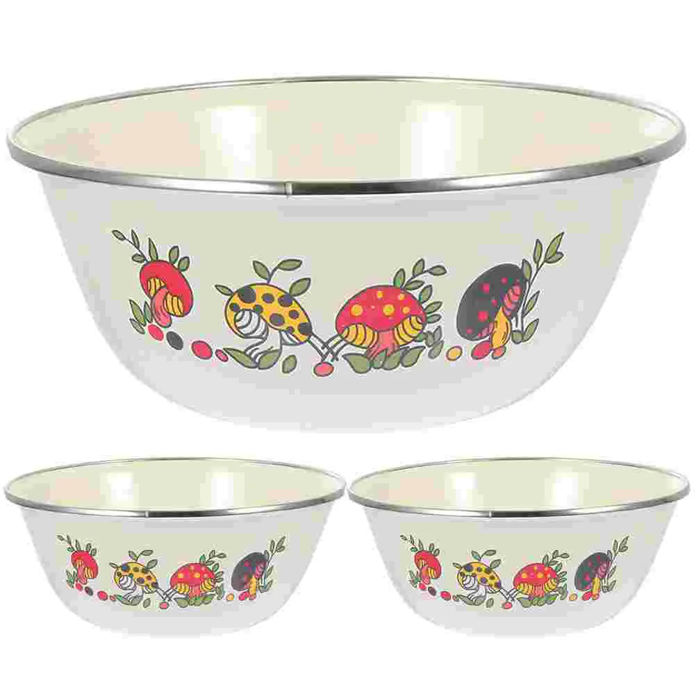 

3Pcs Household Functional Bowl Enamelware Bowl for Salad Home Kitchen
