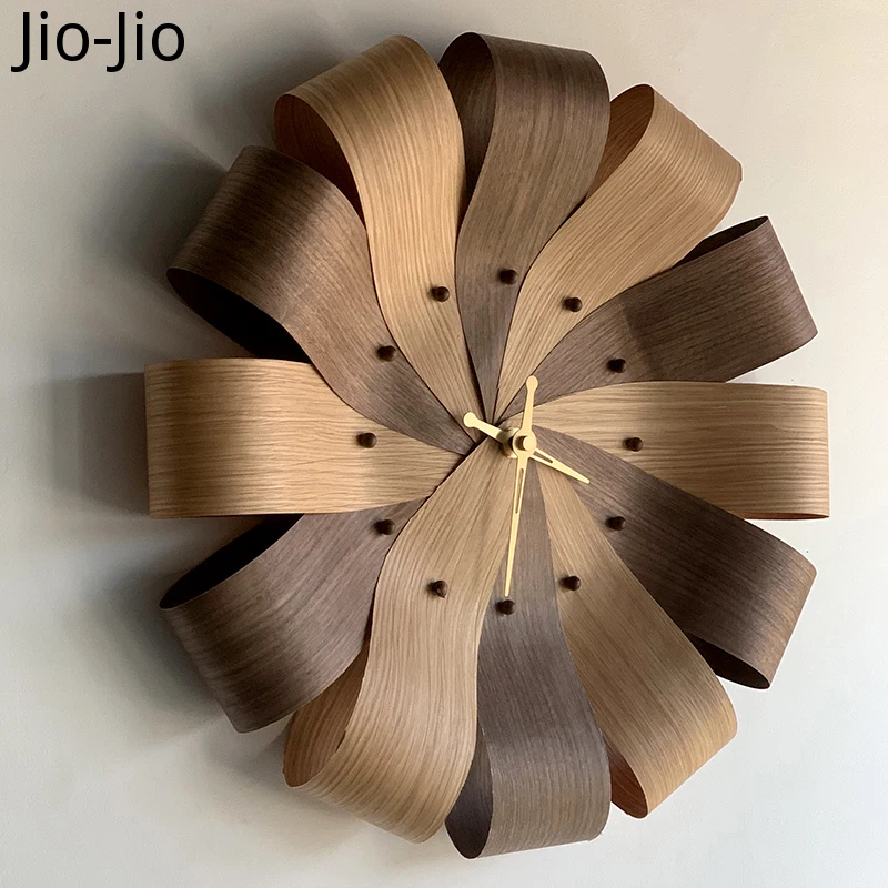 

Luxury Large Wall Clock Modern Design Wood Metal Silent Watches Walnut Spain Clocks Wall Home Decor Living Room Decoration Gift