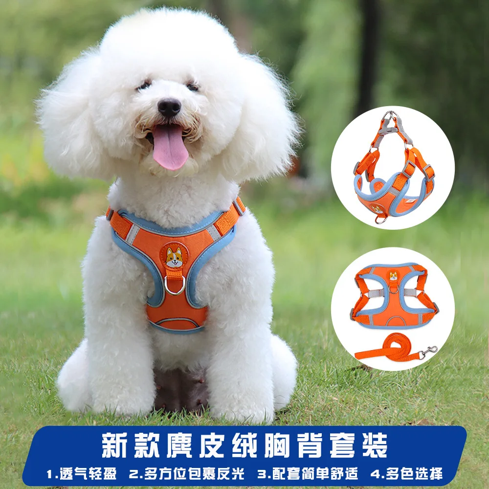 

Adjustable No Pull Pet Reflective Dog Harness Lead Walking Running Leashes Cat Chest Strap Vest Leash Set is suitable for Dogs