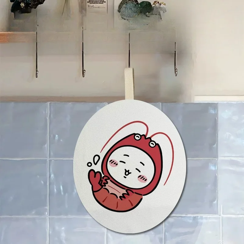 Фото Полотенце для рук Chiikawa Hachiware Usagi Kawaii в стиле аниме, с забавными выражениями, подвесное, быстро впитывающее воду, быстросохнущее, для кухни №3