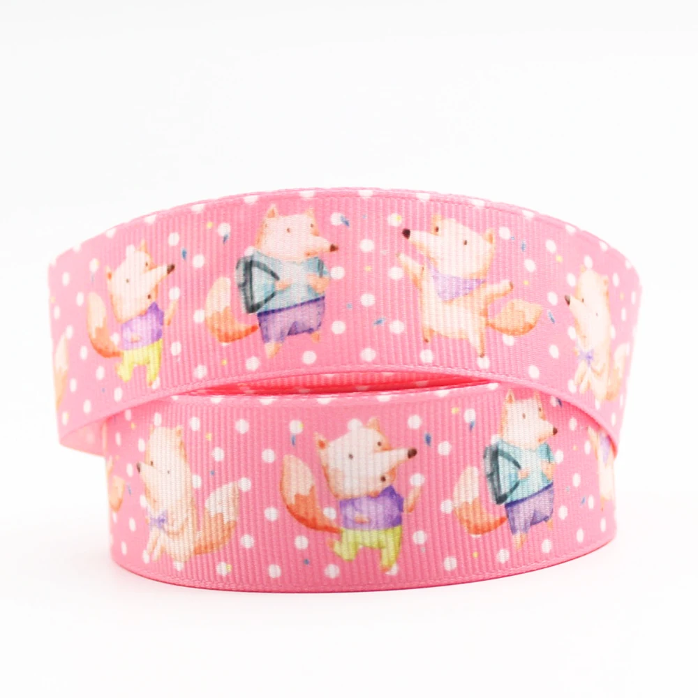 

Cartoon Fox Print Grosgrain/Satin Ribbon Hair Accessories Party Decoration Diy Handmade Materials Wholesale Gift Packaging