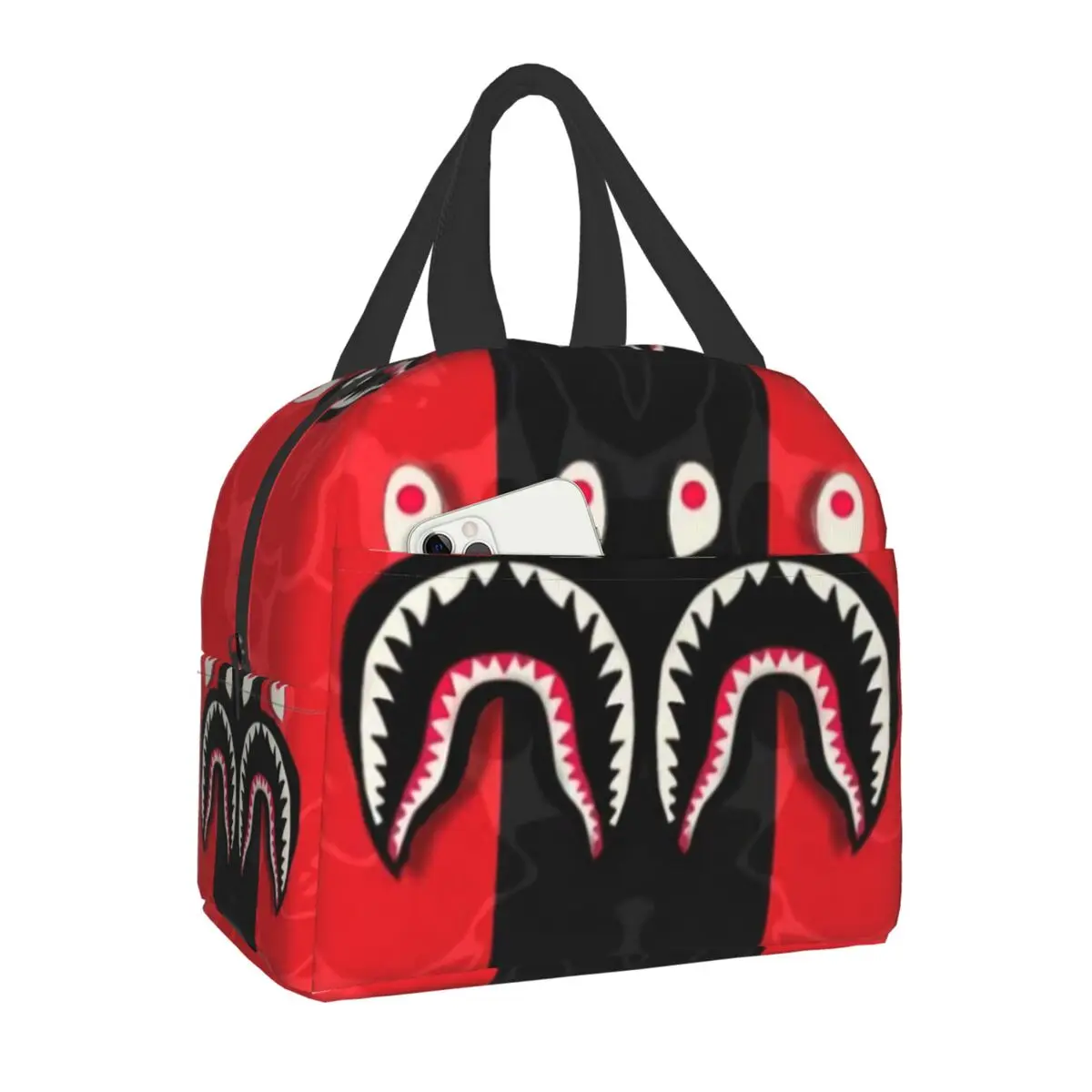 

Bape Камуфляжный Изолированные сумки для обедов для женщин, камуфляжный портативный охладитель с изображением Зубов Акулы, Термальный конте...